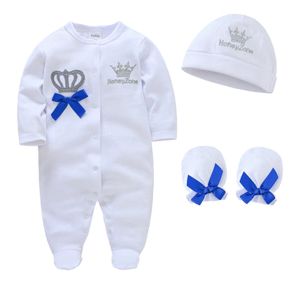 4 Pcs Baby Clothing Set, Newborn Boys Jumpsuit, Hat, Mittens & Pink Romper for 0-9 Months