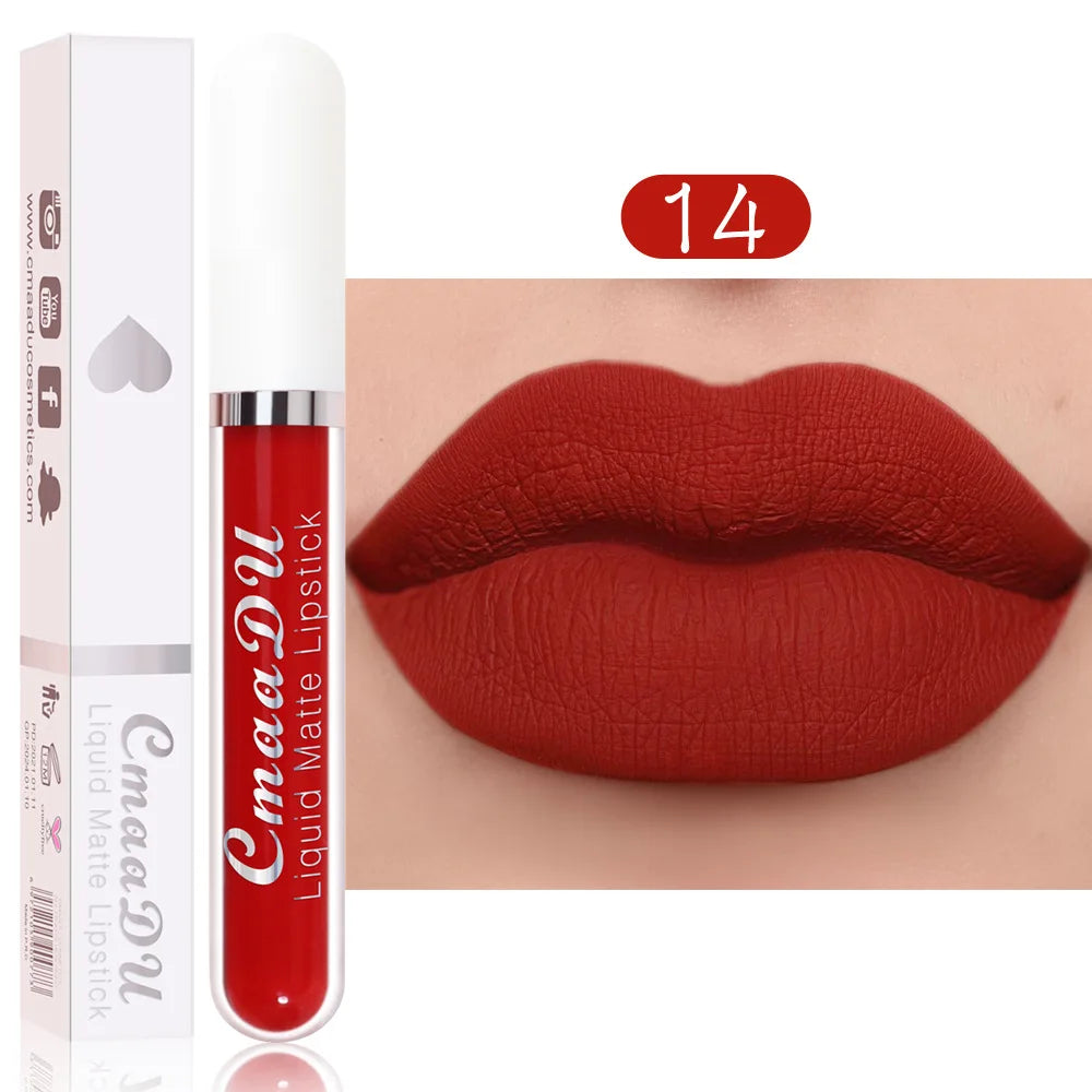 18-Color Long-Lasting Velvet Matte Liquid Lipstick Waterproof Non-Stick Cup