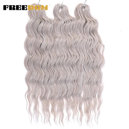 FREEDOM Synthetic Braiding Hair Extensions - 24" Deep Wavy Curly Ombre Rainbow Twist Crochet Hair