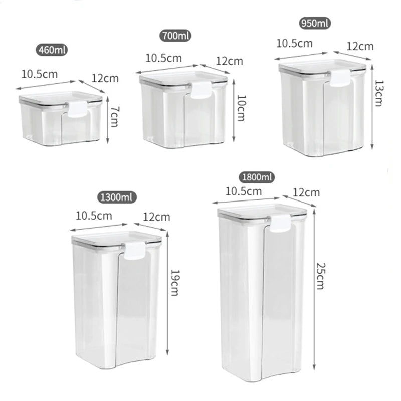 Sealed Plastic Storage Jars Set, Moisture-Proof Grain & Seasoning Organizer for Kitchen