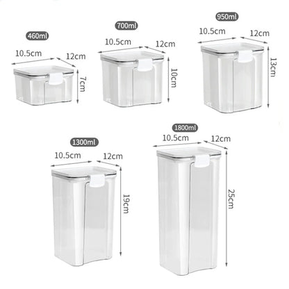 Sealed Plastic Storage Jars Set, Moisture-Proof Grain & Seasoning Organizer for Kitchen