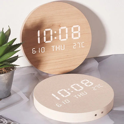 LED Digital Wall Clock - Multi-Function Display with Temperature, Date, and Time for Living Room & Bedroom