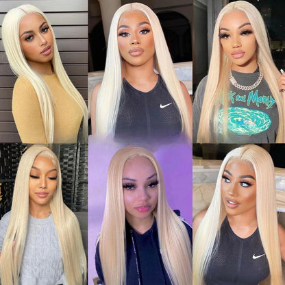 Glueless Straight Blonde Lace Front Synthetic Wig for Women