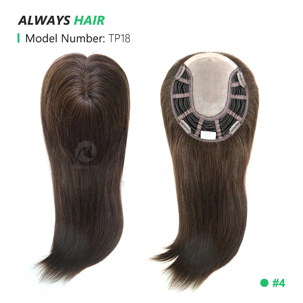 Alwayshair 14"-16" Straight Human Hair Clip-in Topper for Women 120% Density