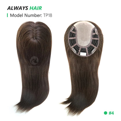 Alwayshair 14"-16" Straight Human Hair Clip-in Topper for Women 120% Density