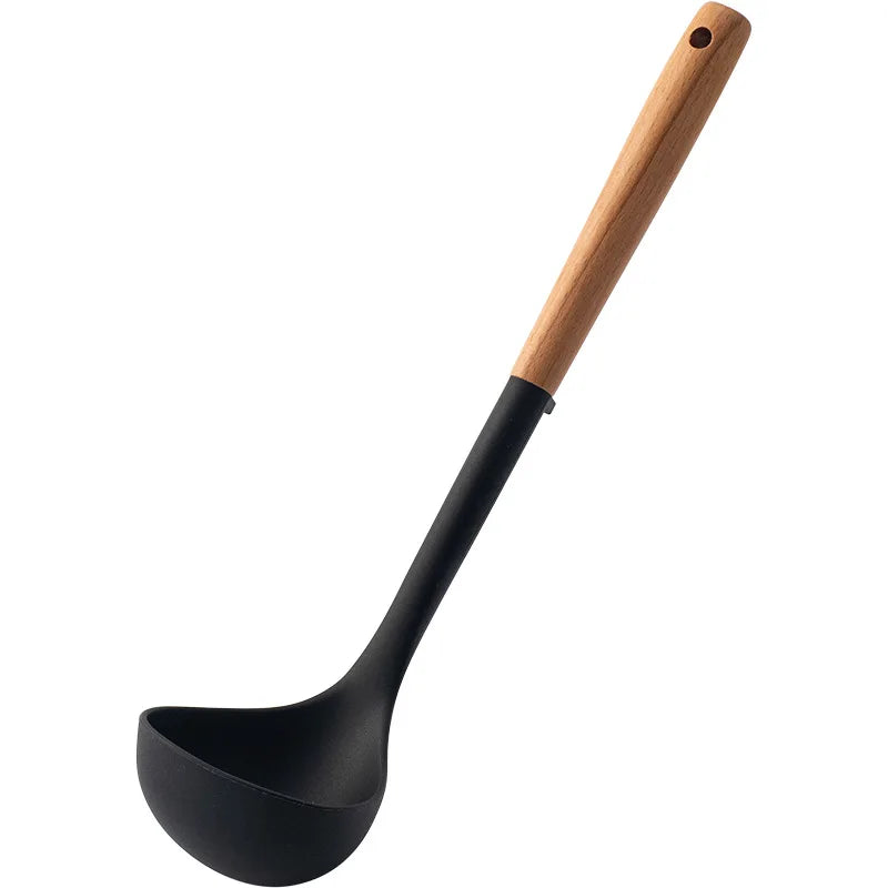 Silicone Spatula with Wooden Handle, Heat-Resistant Non-Stick Cooking Spoon for Kitchen