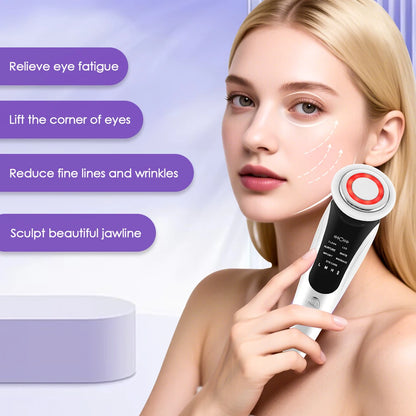 EMS Facial Massager - LED Light Therapy & Sonic Ion Vibration for Skin Tightening & Anti-Wrinkle