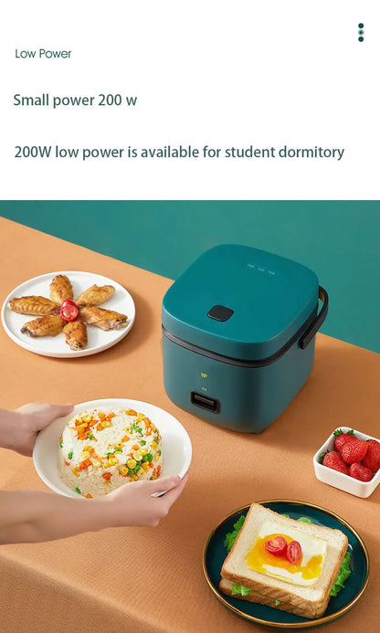Mini Rice Cooker 1.2L Electric Cooking Machine for 1-2 People, Food Warmer & Steamer