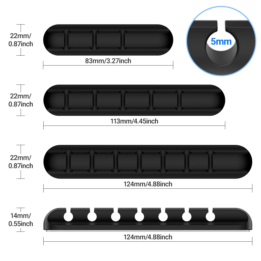 Adhesive Cable Holder Clips - Cord Management Organizer for Desktop, USB, Power, and Mouse Cables