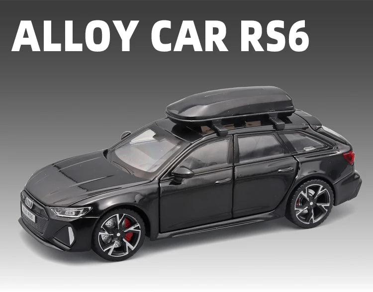 1/32 RS6 Alloy Diecast Toy Car Model with Sound, Light, and Opening Doors - Vehicle Collection for Boys and Adults, Festival Gift