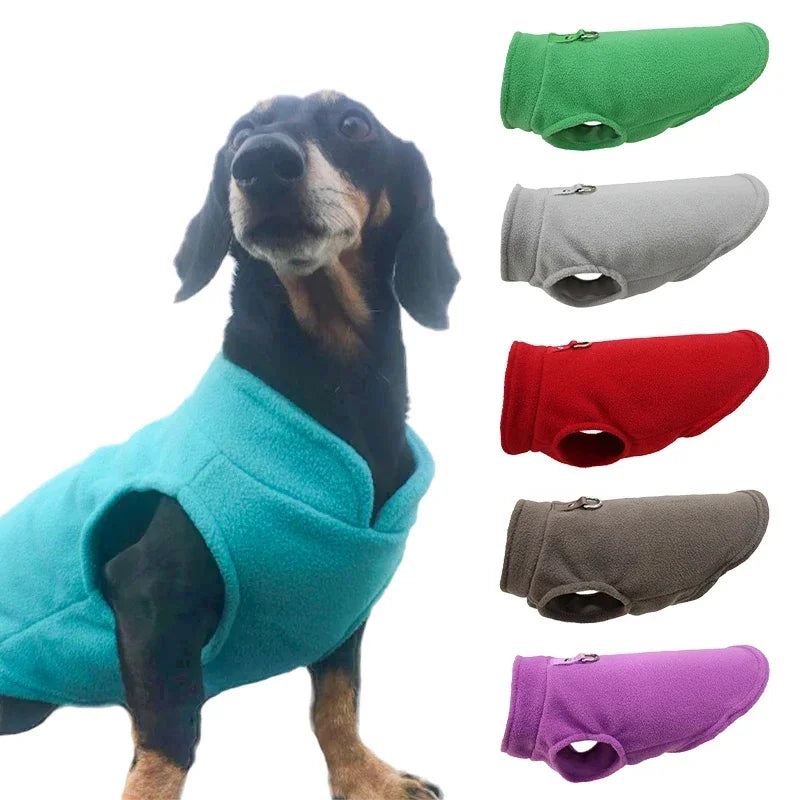 Warm Fleece Dog Jacket with D-Ring – Vest for Small Dogs & Cats, French Bulldog & Chihuahua Coat