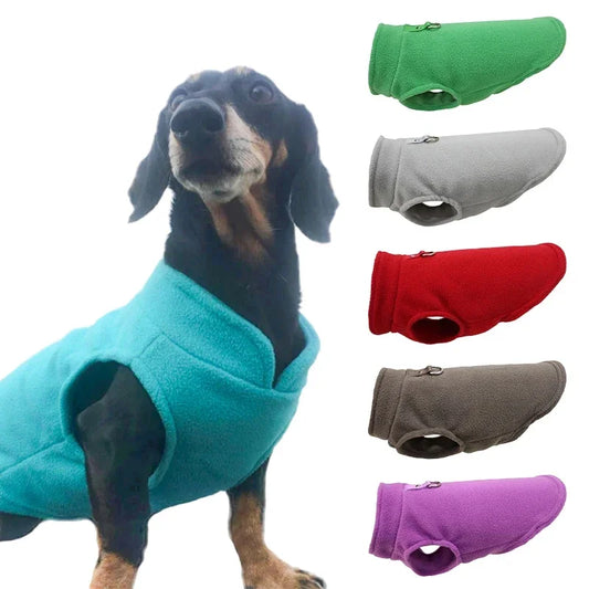 Warm Fleece Dog Jacket with D-Ring – Vest for Small Dogs & Cats, French Bulldog & Chihuahua Coat