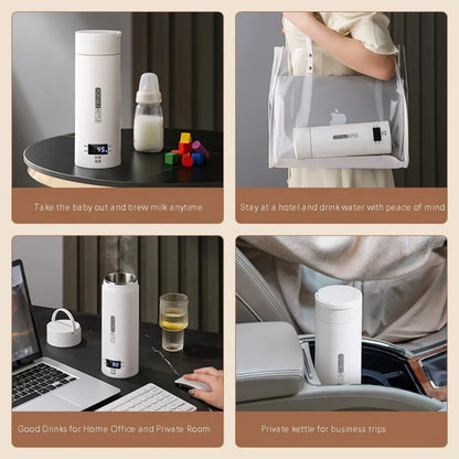 Portable Electric Kettle - Mini Travel Tea & Coffee Boiler, Keep Warm, Anti-Scald Thermo Bottle