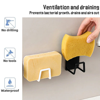 Self-Adhesive Sponge Holder for Kitchen Sink with Drying Rack