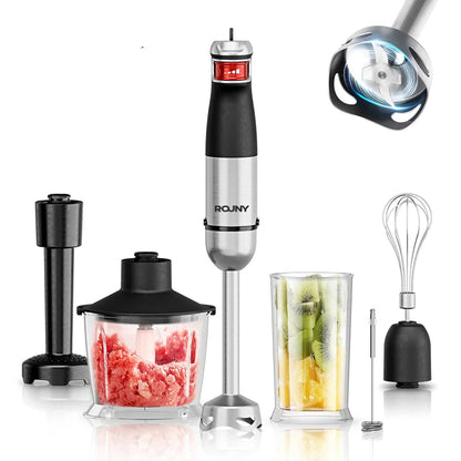 6-in-1 Electric Handheld Stick Blender - Stainless Steel Blades, 1500W for Home & Kitchen