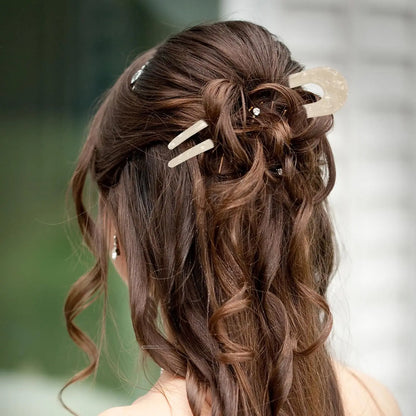 U-Shaped Hairpin with Mineral Pattern Elegant Vintage Chinese Style Women's Hair Accessory
