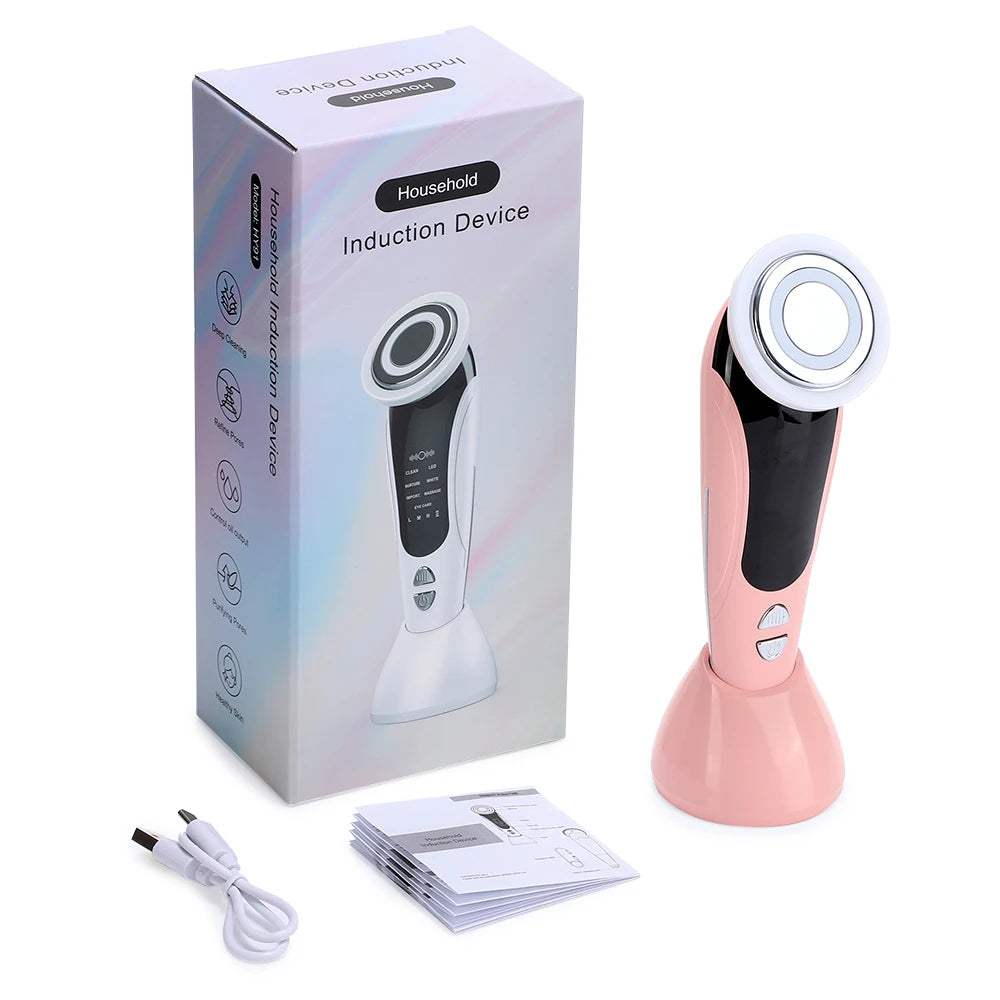 EMS Facial Massager - LED Light Therapy & Sonic Ion Vibration for Skin Tightening & Anti-Wrinkle