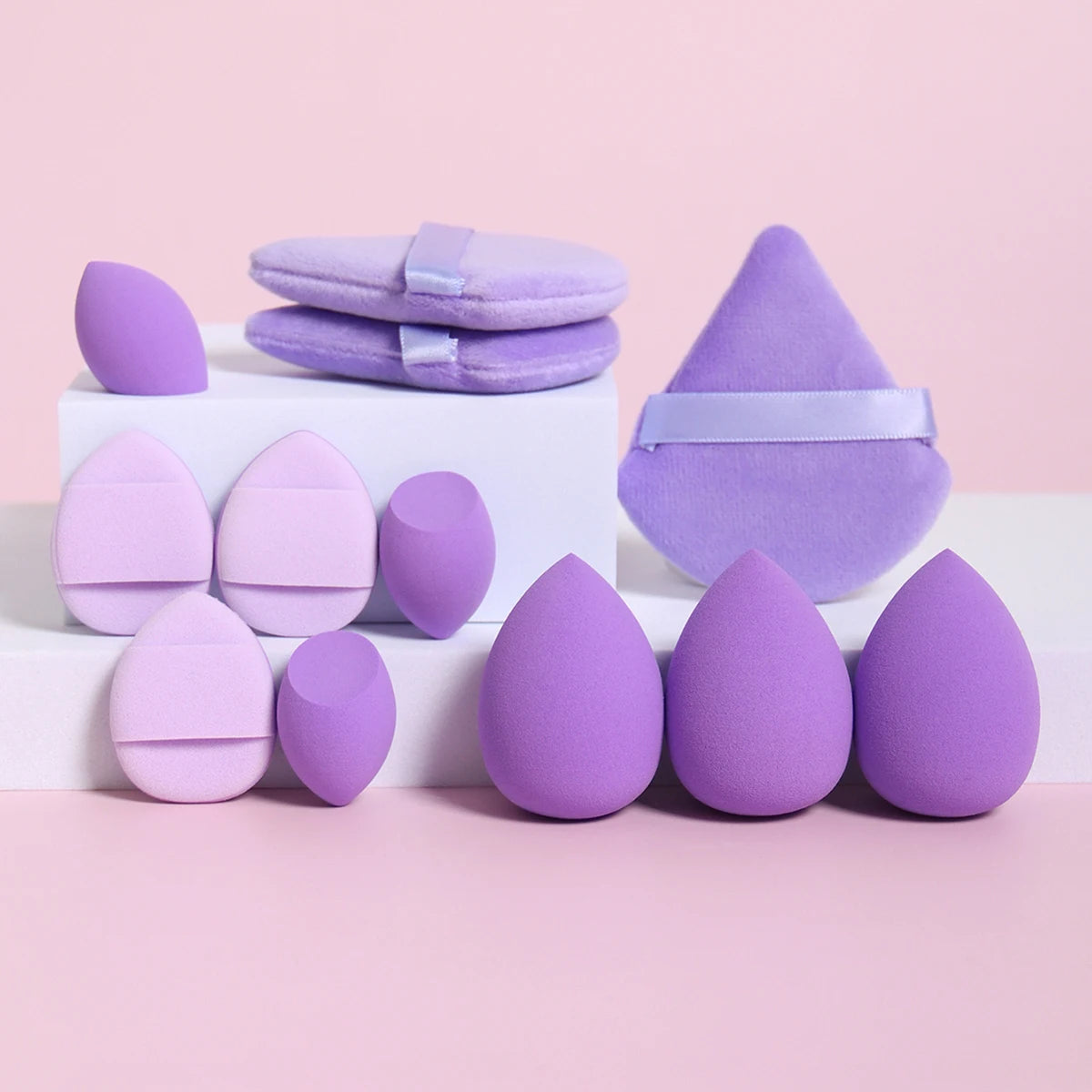 12-Piece All-Purpose Makeup Sponge Set – Powder Puffs, Beauty Eggs & Mini Cushions