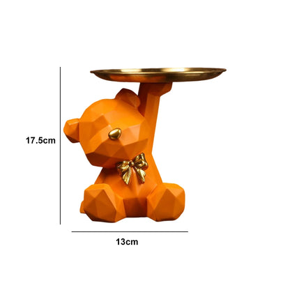 Bulldog Resin Sculpture with Tray - Cool Dog Ornament & Coin Piggy Bank for Table Decoration