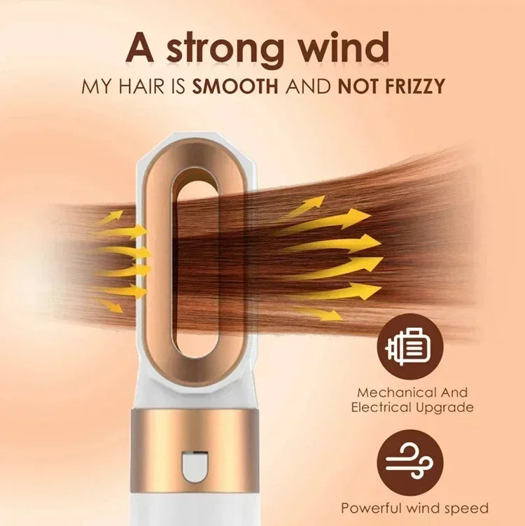 5-in-1 Low Noise Hair Styler - Professional Hair Curling, Straightening, Drying Hot Air Brushes, 1000W