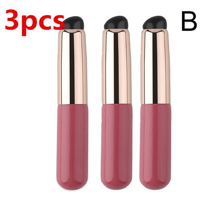 Silicone Lip Brush with Cover - Soft Round Head Concealer & Lipstick Makeup Brush