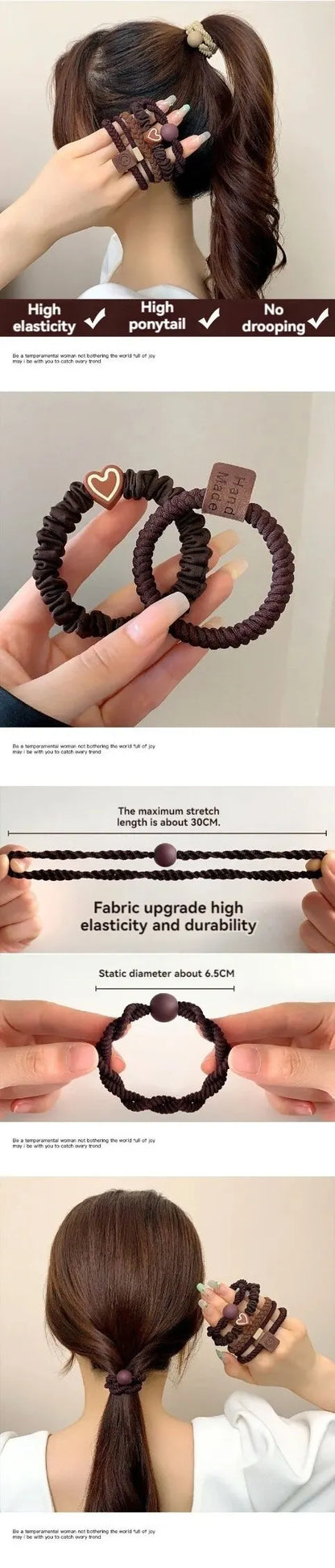 10PCS Leather Headbands - High Elasticity Ponytail Holders, Durable Rubber Bands for Women Hair Accessories