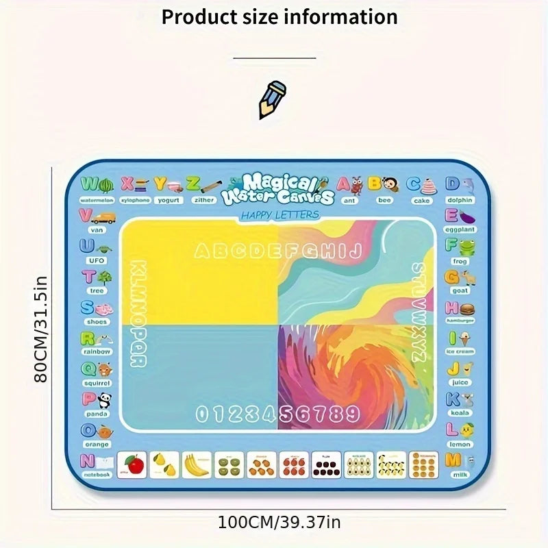 100x80CM Magic Water Drawing Mat with Reusable Pens, Montessori Doodle Painting Board for Kids