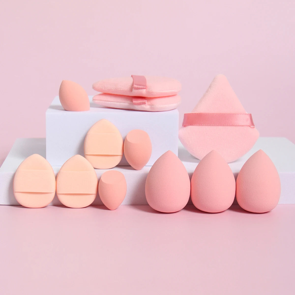 12-Piece All-Purpose Makeup Sponge Set – Powder Puffs, Beauty Eggs & Mini Cushions