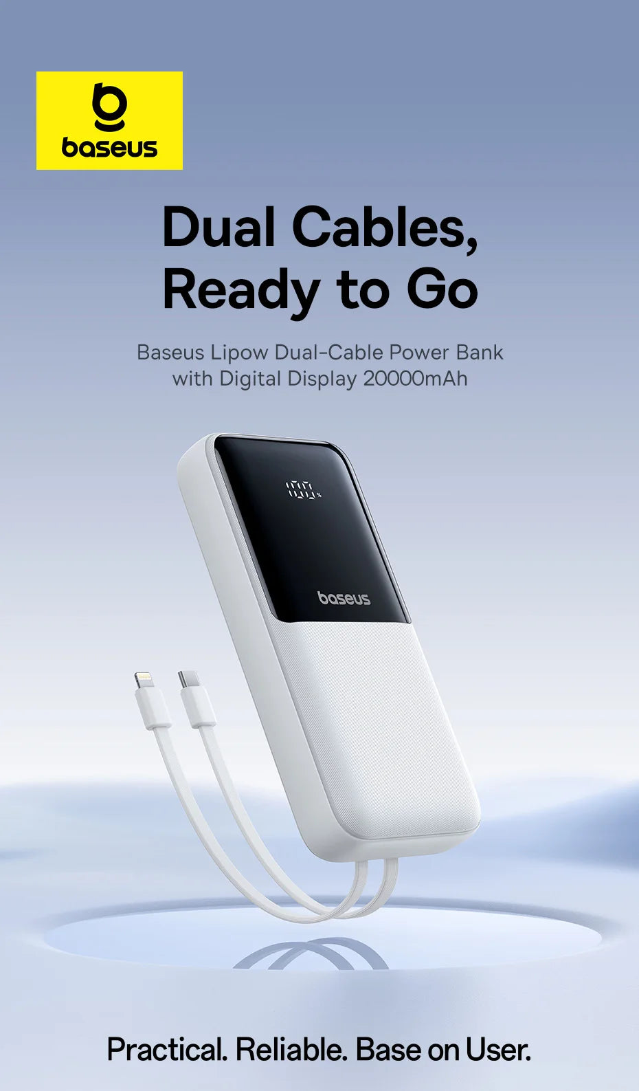 Baseus 20000mAh Power Bank, PD 22.5W Fast Charging, External Battery Charger for Xiaomi, Poco, iPhone, Samsung, iPad