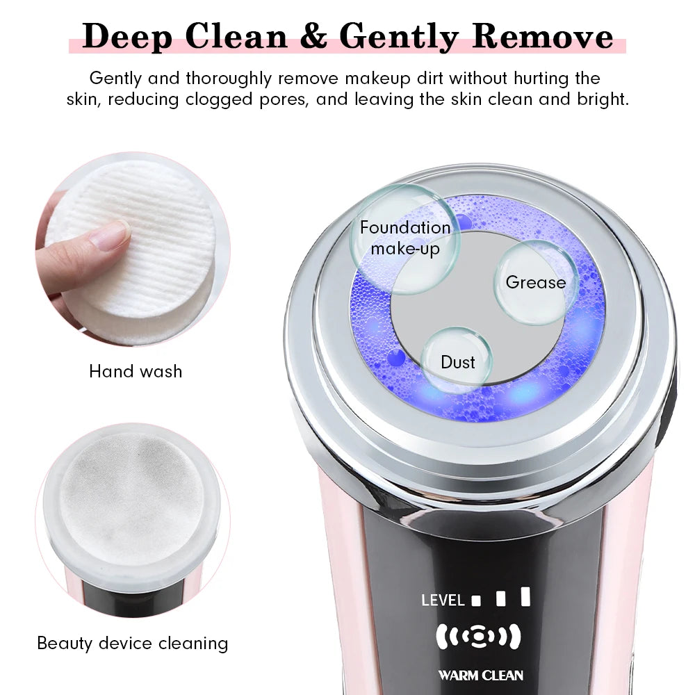 EMS Facial Massager - LED Light Therapy & Sonic Ion Vibration for Skin Tightening & Anti-Wrinkle