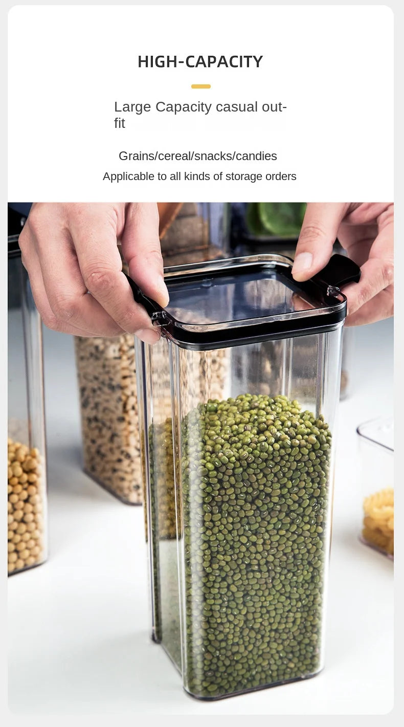 Sealed Plastic Storage Jars Set, Moisture-Proof Grain & Seasoning Organizer for Kitchen