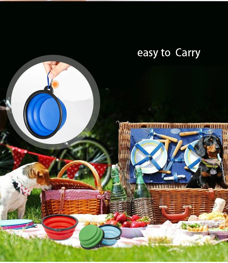 Collapsible Silicone Dog Bowl – Portable Folding Feeder for Outdoor Travel (350/1000ml)