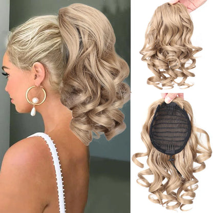 Short Afro Kinky Curly Drawstring Ponytail Synthetic Hairpiece for Women