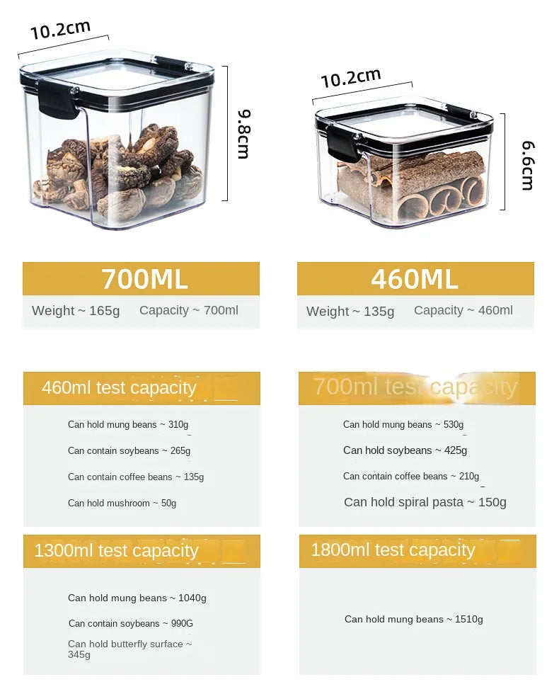 Sealed Plastic Storage Jars Set, Moisture-Proof Grain & Seasoning Organizer for Kitchen