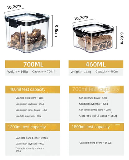 Sealed Plastic Storage Jars Set, Moisture-Proof Grain & Seasoning Organizer for Kitchen
