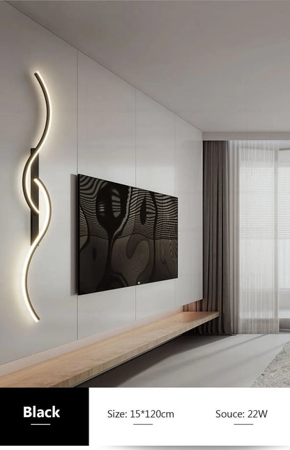 Modern LED Wall Lamp - Minimalist Bedside & Living Room Strip Sconce Indoor Lighting Fixture