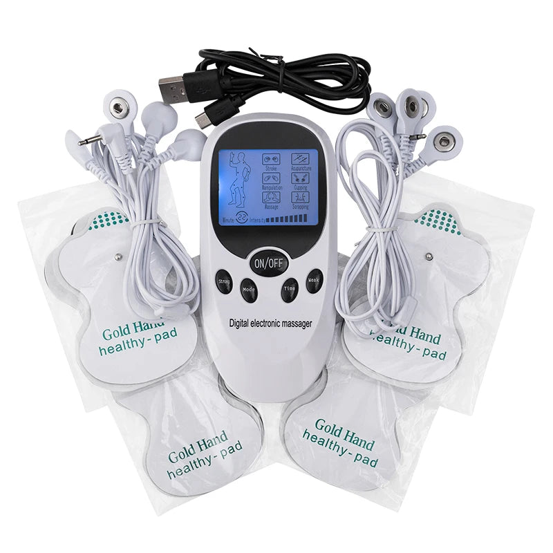 Digital TENS Machine EMS Massager - Electric Pulse Muscle Stimulator for Back & Neck with Electrode Pads