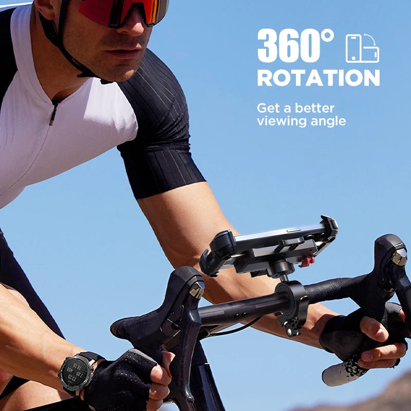 Joyroom Motorcycle Phone Mount - Upgraded Ultra-Stable Bike Holder for Handlebar, Scooter, and Bicycle Clamp