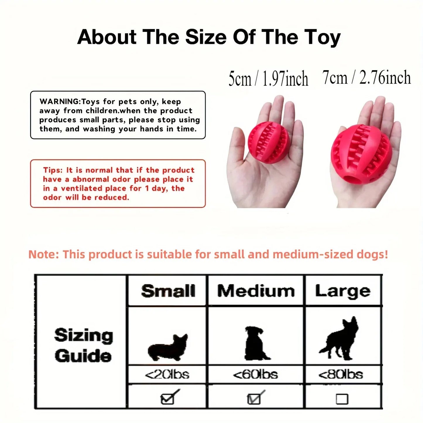 Dog Toy Ball Nontoxic Bite-Resistant Chew Ball for Dogs & Puppies Food Treat Feeder & Tooth Cleaning