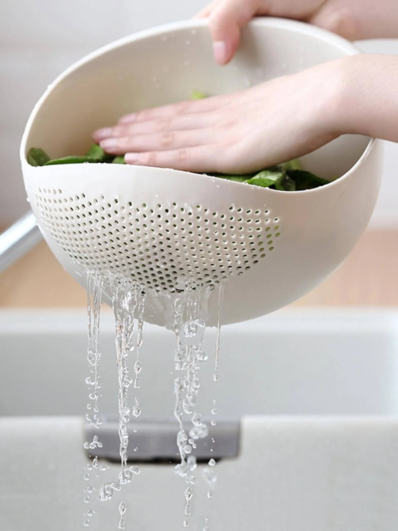Colander Rice Bowl Drain Basket with Handle for Fruits & Washing Organizer