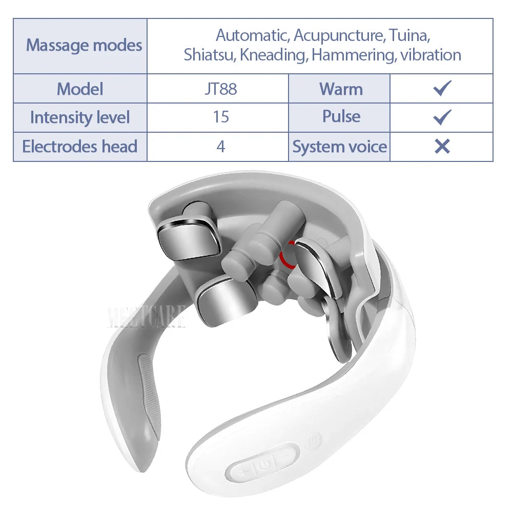 TENS Pulse Wireless Back & Neck Massager - Smart Heating Pain Relief for Shoulders & Muscles