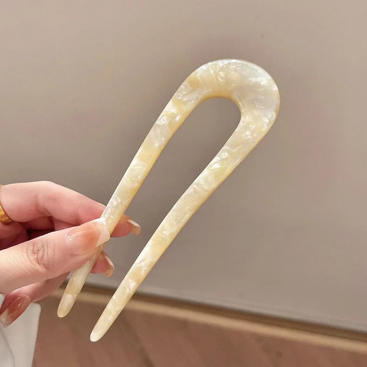 U-Shaped Hairpin with Mineral Pattern Elegant Vintage Chinese Style Women's Hair Accessory