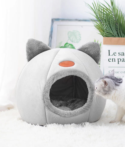 Cozy Winter Cat Bed & Small Dog House – Deep Sleep Comfort Basket Tent for Pets