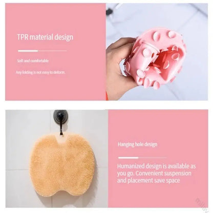 Exfoliating Shower Massage Scraper & Non-slip Bath Mat with Silicone Foot Wash Brush