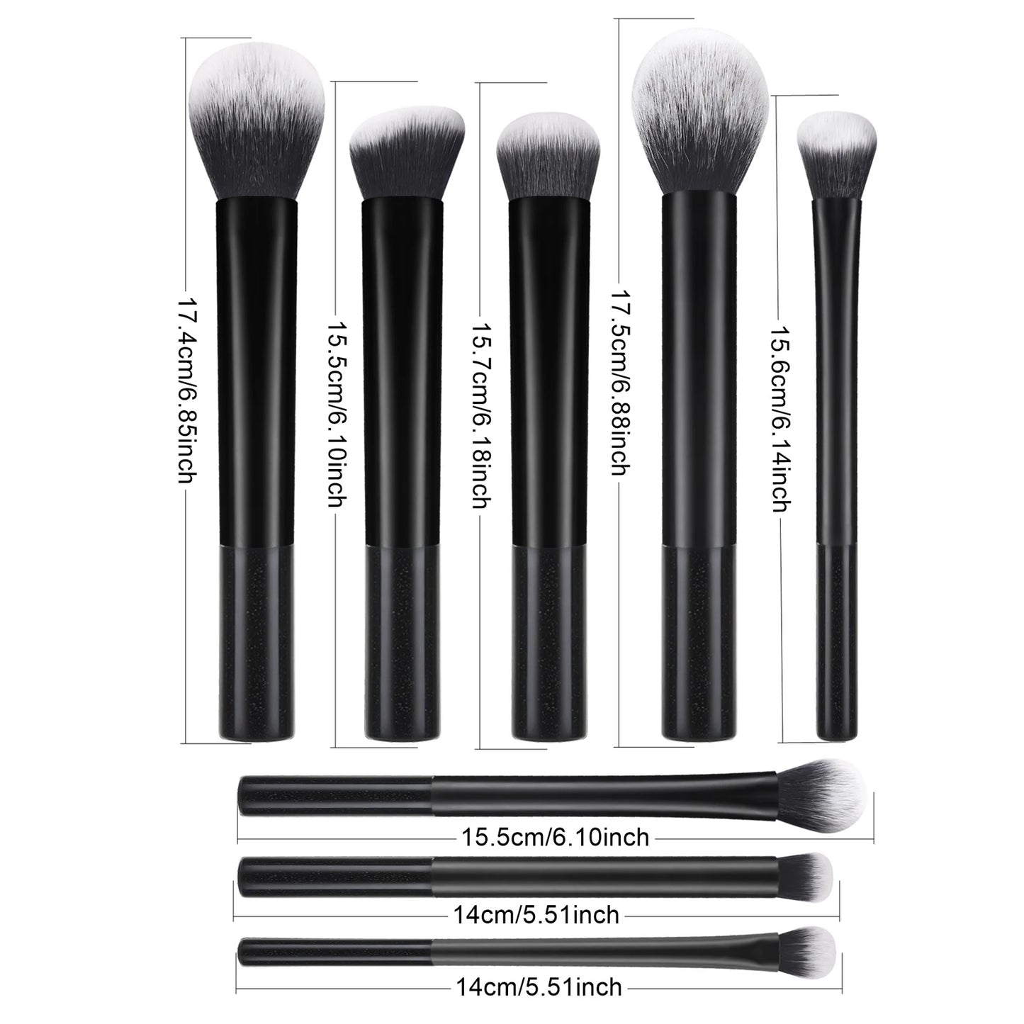8pcs Portable Makeup Brush Set – Multifunctional Plastic Brushes for Daily Use