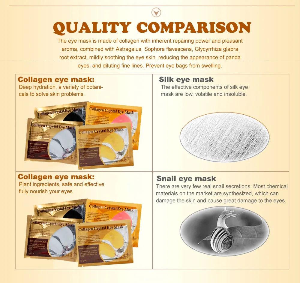Gold Collagen Crystal Eye Mask - Firming & Moisturizing Eye Patches (5/10/20/30 Pairs)