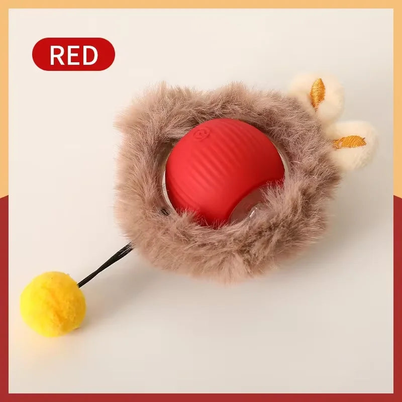 Smart Cat Toy Automatic Rolling Ball with Fake Tail Rechargeable Electric Interactive Training Toy for Dogs & Cats