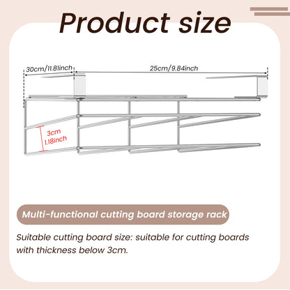 Under Cabinet Cutting Board and Pot Lid Organizer Stainless Steel Storage Rack