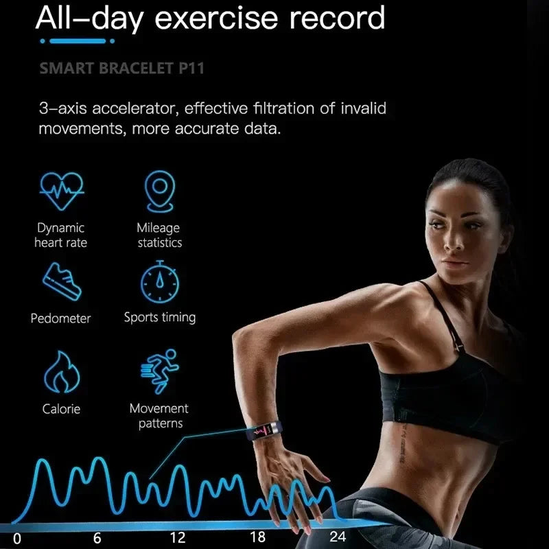 P11 Plus Smart Bracelet, EKG Smartwatch, Waterproof Activity Tracker, Heart Rate Monitor, Fitness Band for Men