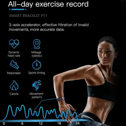 P11 Plus Smart Bracelet, EKG Smartwatch, Waterproof Activity Tracker, Heart Rate Monitor, Fitness Band for Men